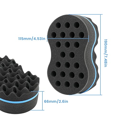 Beauty7 Cepillo de Esponja Pelo Agujeros Grandes (15 mm) Barbero Bobinas Mágicas Ovaladas de Doble Cara Esponja Afro Braid Style Peinado Hogar y el Peluquero