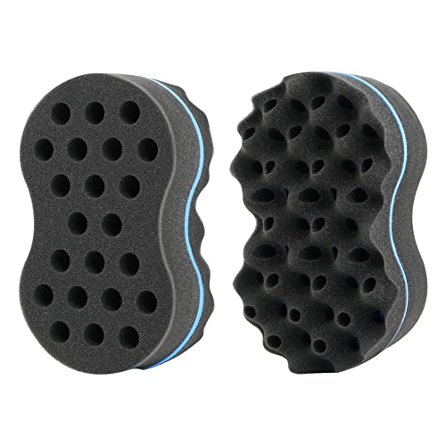 Beauty7 Cepillo de Esponja Pelo Agujeros Grandes (15 mm) Barbero Bobinas Mágicas Ovaladas de Doble Cara Esponja Afro Braid Style Peinado Hogar y el Peluquero