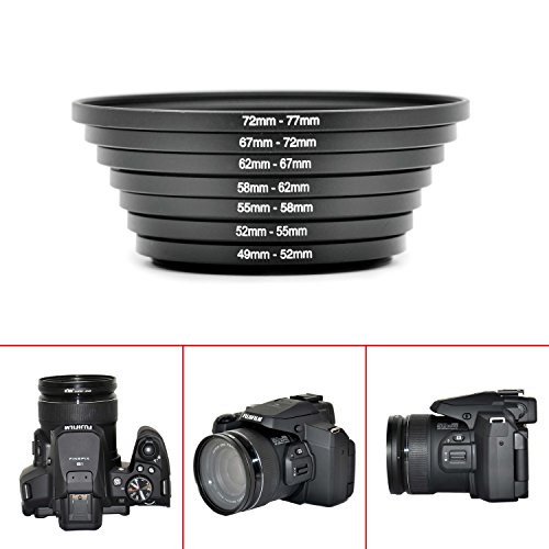 Belmalia Juego de 8 Anillos Step-UP, Adaptador de Filtro de Objetivo: 49mm 52mm 55mm 58mm 62mm 67mm 72mm 77mm 82mm