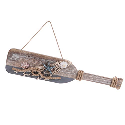 BESPORTBLE Remo de madera decorativa con conchas pesca, decoración marítima, pared, estilo náutico, mediterráneo, adorno para puerta baño, habitación los niños, salón, regalo