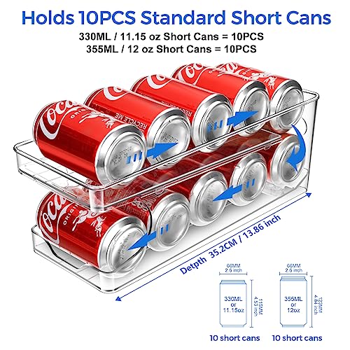 BingoHive Rodante Organizador De Latas Para Nevera Dispensador Latas Frigorífico Refrigerador Cocina Despensa Almacenamiento 10 latas de tamaño estándar de 330ML Cerveza Soda Refrescos Bebidas