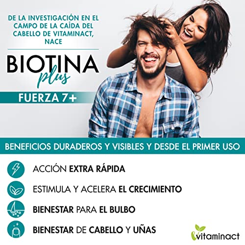 Biotina Plus Dosis Muy Alta - Potente Para Crecimiento y Anticaida Del Cabello – Mujer Hombre - Duración 4 Meses-Con Vitamina C,E,B6,B2,B5