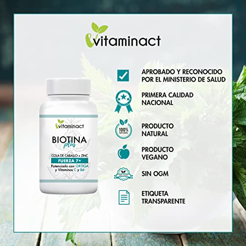 Biotina Plus Dosis Muy Alta - Potente Para Crecimiento y Anticaida Del Cabello – Mujer Hombre - Duración 4 Meses-Con Vitamina C,E,B6,B2,B5