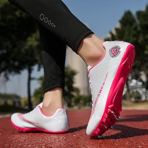 BLBK Spikes Atletismo 8 uñas Unisex Zapatos de atletismo antideslizantes juveniles con clavos y Sprint Hombre Niños y Mujer, Rosa., 38 EU