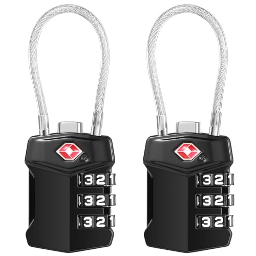 Blendura Candado Maleta Viaje 2 Picks, Candado TSA Contraseña de 3 Dígitos, Candado TaquillaGimnasio para Maletas Viaje Mochila Equipaje