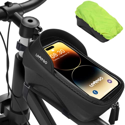 Bolsa Bicicleta Manillar Móvil Impermeable - Bolsa Cuadro con Gran Capacidad Pantalla Táctil y Cubierta de Lluvia, Soporte Móvil para Bicicleta de Carretera Montaña MTB Ciclismo hasta 7,2 Pulgadas