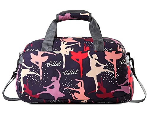 Bolsa de lona para niños y niñas, para danza de ballet, práctica, deportes, animadoras, gimnasia, fin de semana, viaje corto durante la noche, tamaño de mano, M, bolsa de baile para niñas lindo
