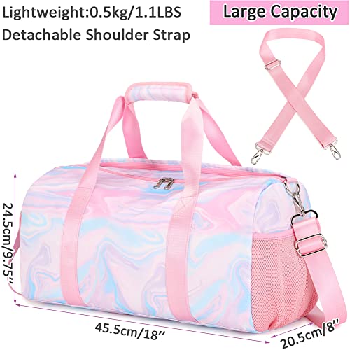 Bolsa de Viaje Niña Bolsa de Deporte Chica Bolsas de Baile Niña Mujer Bolsa de Gimnasia,Bolsa de Viaje con Bolsillo Impermeable y Compartimento Zapatos,para Gimnasia,Natación, Lección de Tenis