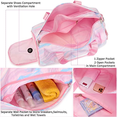 Bolsa de Viaje Niña Bolsa de Deporte Chica Bolsas de Baile Niña Mujer Bolsa de Gimnasia,Bolsa de Viaje con Bolsillo Impermeable y Compartimento Zapatos,para Gimnasia,Natación, Lección de Tenis