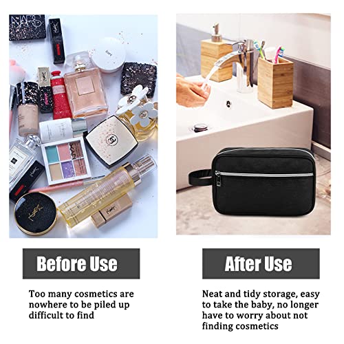Bolsas de Aseo, Neceser De Viaje, Neceser Maquillaje Resistente Las Manchas con Gancho Colgante para Mujer y Hombre, Bolsa de Aseo Colgantes para Viajes, Gimnasio, Negocios y Vacaciones（Negro）