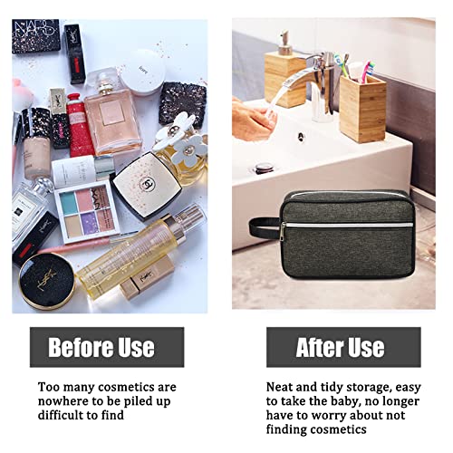 Bolsas de Aseo, Neceser De Viaje, Neceser Maquillaje Resistente Las Manchas con Gancho Colgante para Mujer y Hombre, Bolsa de Aseo Colgantes para Viajes, Gimnasio, Negocios y Vacaciones（Gris）
