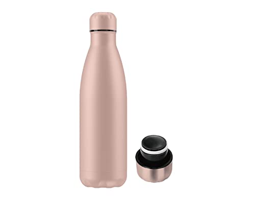 Botella de Agua Térmica de Acero Inoxidable Reutilizable | Sin BPA | Mantiene 24H Frio / 12H Calor | Isotérmica y Hermética - Doble Pared al Vacío a Prueba de Fugas (500ml, Salmón)
