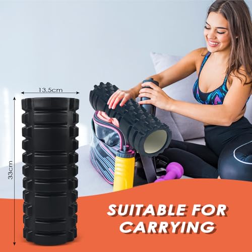Brevanza foam roller, rodillo masaje muscular de rejilla, rulo pilates, roller masaje para Aliviar Puntos de Tensión, Terapia y Relajación, rodillo Fitness para Piernas, Espalda y Brazos