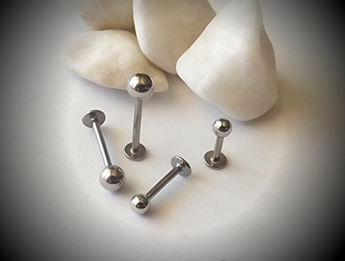 Briana Williams 10pcs 1.2mm 316L Acero Inoxidable Labret Labio Piercing Tragus Helix cartílago Pendiente Barbell Stud, 6-8 mm Longitud de la Barra