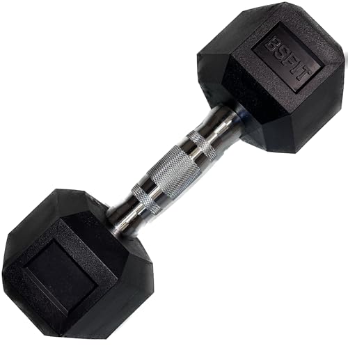 BSFIT® 1 Mancuerns pesa, dumbells hexagonales ergonómicas con empuñadura de cromo y revestimiento de caucho de 2,5 kg. X UNIDAD.…