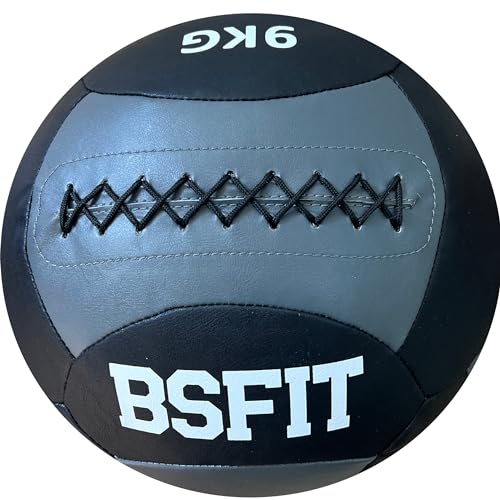 BSFIT Wall Ball 9 kg Pelota Ideal para Ejercicios de Functional Fitness, fortalecimiento y tonificación Muscular - Agarre Antideslizante Workout, Balon Medicinal
