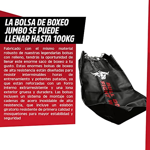 BULL DOZA FIGHT WEAR Saco de Boxeo autollenable para Trabajo Pesado - Saco de Boxeo con Cadenas Colgantes, Giratorio, mosquetones (Negro)(3.5FT XXL Jumbo Tank)