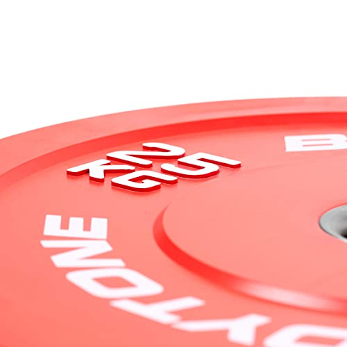 Bumper de Goma Maciza con Casquillo de Acero - Disco Levantamiento Fitness musculación 25kg - BP25 Bodytone