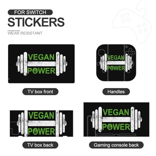Calcomanía vegana con diseño de mancuernas de potencia, compatible con consola Switch y Switch Lite