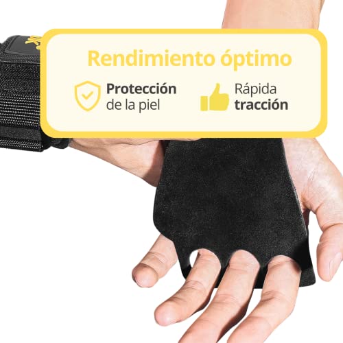 Calleras Unisex para CrossFit, Gimnasio, Cross Training. Material Antideslizante, Previene Ampollas y Desgarros. Agarre de Muñeca con Agujeros Para Mayor Protección, Resistencia y Control.