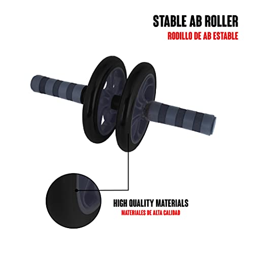Calma Dragon CDR5e1 Rueda Abdominal, Rodillo Abdominal AB Wheel Set de Ejercicio en Casa 5 en 1, Fortalecedores de Manos, Cuerda de Saltar, Gimnasio Fitness en el Hogar, Juego de Ejercicio(Negro)