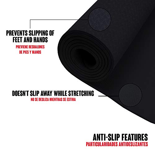 Calma Dragon Esterilla Yoga Fitness Gimnasia, Colchoneta de Yoga 89828 Antideslizante Estera para Pilates con Material ecológico TPE Mat diseñado para Entretenimiento y Entrenamiento físico (Negro)
