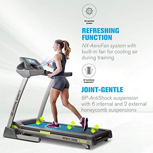 Capital Sports Infinity Track 6.0 Touch - Cinta de Correr, Cinta de correr eléctrica, Máquina de correr, 5,5 CV, WiFi, Display táctil, Inclinación 15%, Altavoces Integrados, USB, AUX 3,5 mm, Antracita