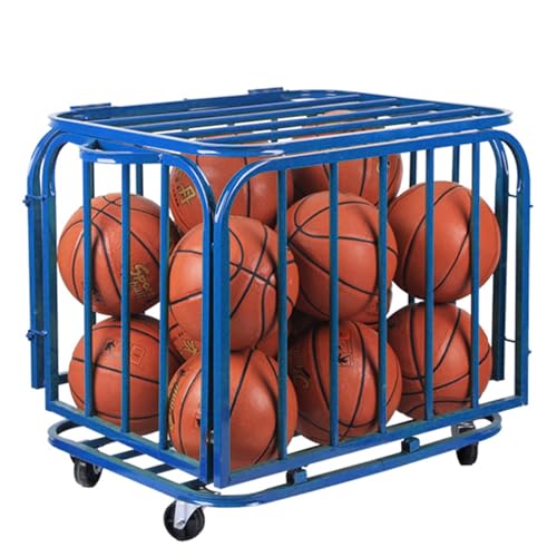 Carro de Almacenamiento de Pelotas Deportivas con Ruedas, Cesta organizadora de Pelotas, contenedor de Almacenamiento de Baloncesto, Jaula de Bolas apilable de Metal para la Escuela,L