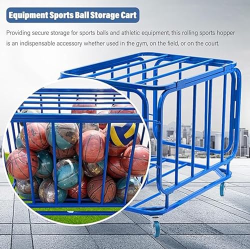 Carro de Almacenamiento de Pelotas Deportivas con Ruedas, Cesta organizadora de Pelotas, contenedor de Almacenamiento de Baloncesto, Jaula de Bolas apilable de Metal para la Escuela,L