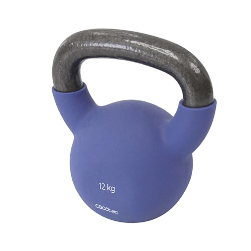 Cecotec Pesa Rusa de 12Kg Drumfit KettleBell 12000 Neo. Revestimiento de Neopreno, Hierro Fundido, Agarre Ergonómico, Diseño Estético y Fácil de Limpiar, Dimensiones 19.6x16x22.8cm