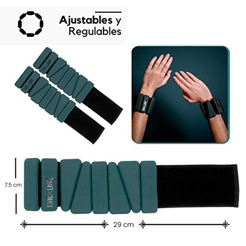 CHIC & LOVE® | Set de Pesas Lastradas para Tobillos y Muñecas | 2x0,45 Kg de Peso | Ajustables y Regulables |Para Tonificar y Potenciar tus Rutinas Ejercicio |Gimnasio, Natacion, Caminar o Yoga (Azul)