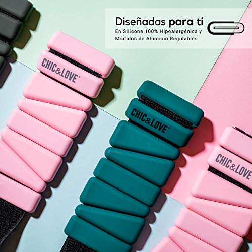 CHIC & LOVE® | Set de Pesas Lastradas para Tobillos y Muñecas | 2x0,45 Kg de Peso | Ajustables y Regulables |Para Tonificar y Potenciar tus Rutinas Ejercicio |Gimnasio, Natacion, Caminar o Yoga (Azul)