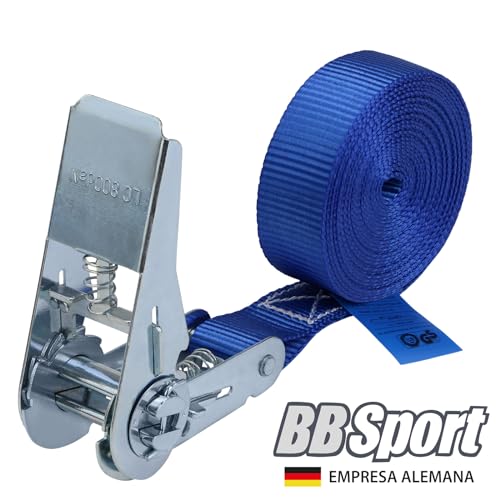Cinchas de amarre correa para trinquete 4 m o 6 m paquete de 4 tensor de carraca cinchas azul, 25 mm de ancho - resistente a 800 kg DIN EN 12195-2, 4 piezas 2.5 cm x 4 m