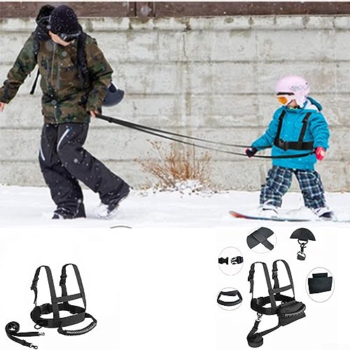 Cinturón de entrenamiento de esquí para niños con cuerda de tracción trasera y bolsa, correa de hombro de seguridad para esquí para niños, arnés de entrenamiento de esquí y snowboard, arnés de esquí