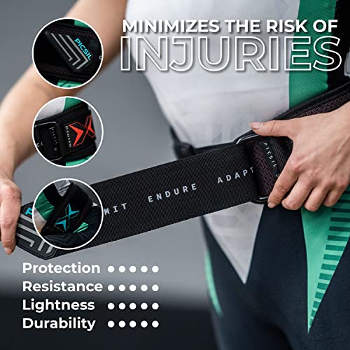 Cinturón Lumbar para Powerlifting, Ideal para Sentadillas, Peso Muerto, Press Banca, Cinturón Personalizable con Espacio para Parches, 2 Colores, 4 Tallas (S, Negro)