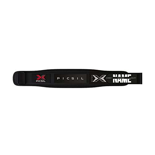 Cinturón Lumbar Personalizable con Nombre para Levantamiento de Pesas, Ideal para Sentadillas, Peso Muerto, Zancadas, Cinturón con Espacio para Parches, 3 Colores (S, Negro)
