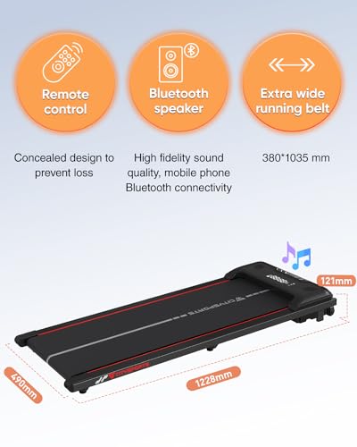 CITYSPORTS Cinta de Correr, Cinta de Correr motorizada, Mando a Distancia, Bluetooth y LED, 1-6KM/H, para Uso doméstico, para Uso en Oficina, (Black & Red)