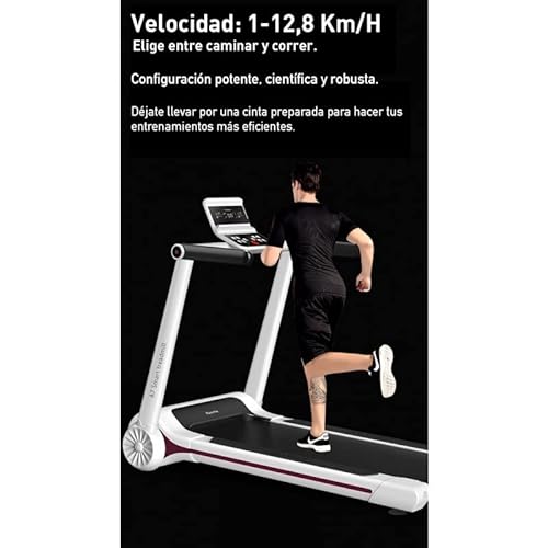 Clover Fitness - A7 - Cinta de Correr y Andar Plegable ultracompacta, Velocidad máxima 12 km/h, Pulsómetro, Superficie de Pista 40x100 cm, Potencia 2 HP, Color Blanco, 125x70x116 cm