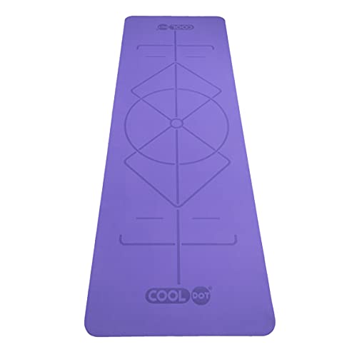 COOLDOT Esterilla Yoga Antideslizante 100% Caucho Ecológico Natural – Mat para Yoga Premium Colchoneta ligera Pilates Sistema Alineamiento Líneas Corporales + Correa Transporte (Púrpura, 1.5 mm)