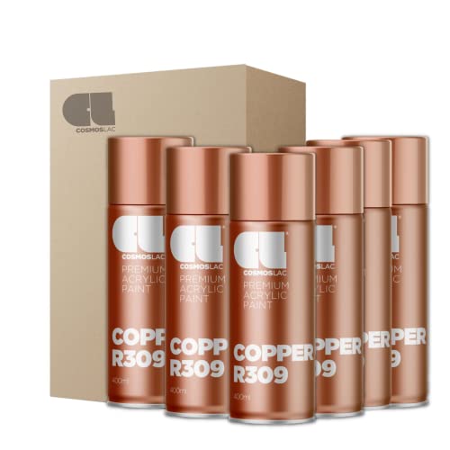 COSMOS LAC - 6 x SPRAY PREMIUM ACRYLIC BRILLANTE R309 COBRE 400 ML