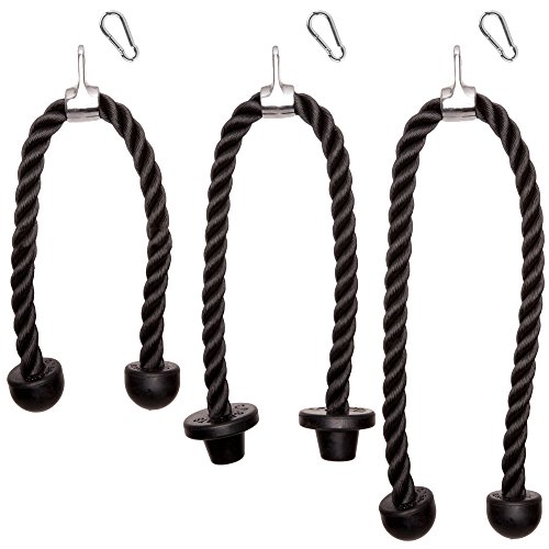 C.P.Sports tríceps bíceps Cuerda Diferentes tamaños 75 cm – 100 cm, Incluye mosquetón Negro
