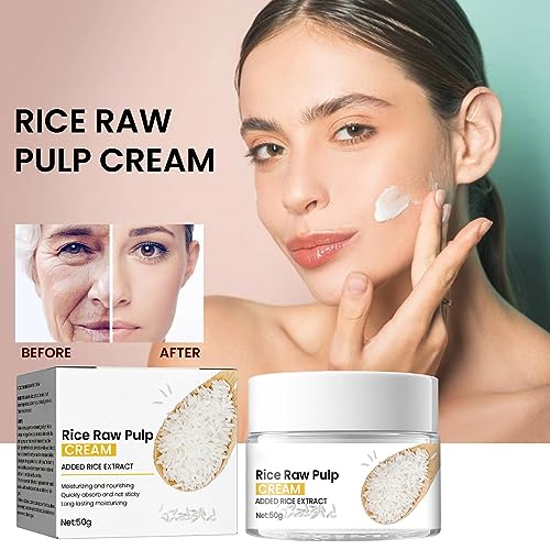 Crema Facial de Arroz Reparación de Arroz Crema Facial Hidratante Extractos de Arroz Antienvejecimiento Reparación de Pecas Piel Dañada Restaura Hidratación Piel Facial 50ml