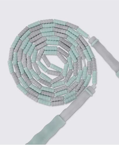 Cuerda para saltar con cuentas suaves, cuerda segmentada ajustable con asa antideslizante, cuerda para saltar fitness para adultos y niños. (gris verde)