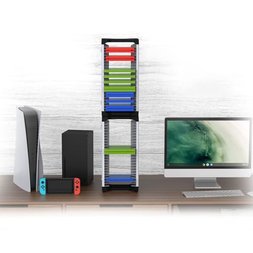 DaMohony Torre de Almacenamiento de Juegos para PS5, Torre de Almacenamiento de Videojuegos para PS5/PS4/PS3/Xbox Games con 2 Ganchos para Auriculares y Controlador