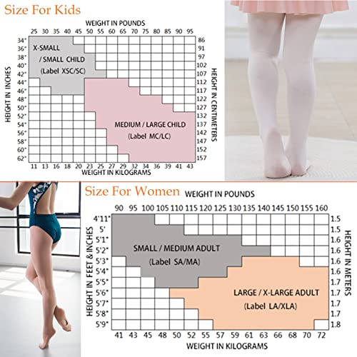 DANCEYOU 2 Pares Medias Ballet Danza para Niñas y Mujer Estribo/Sin Pie/Convertible Negro Opaco 70 Den, M