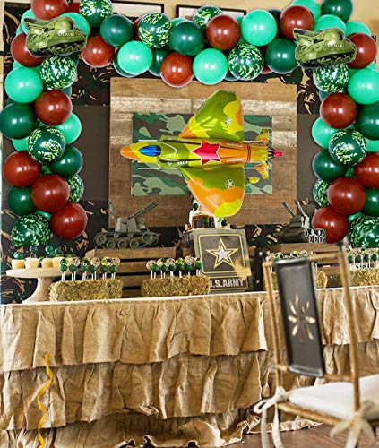 Decoraciones de fiesta de camuflaje Globos del ejército Guirnalda para fiesta militar Aire libre Tema Fiesta de cumpleaños Suministros 75 Pack