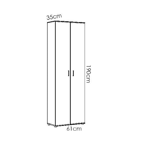 DEKIT GRUPO RIMOBEL Armario Multiusos 6 estantes, Madera de ingeniería, Blanco, 61x190x35cm