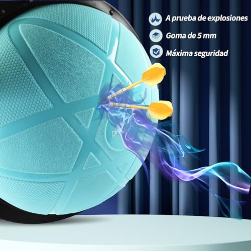 DH FitLife Balón de equilibrio, yoga, 60 x 22 cm, soporta hasta 200 kg, media pelota de gimnasia, tabla de equilibrio con bomba y 2 bandas de fitness, color azul