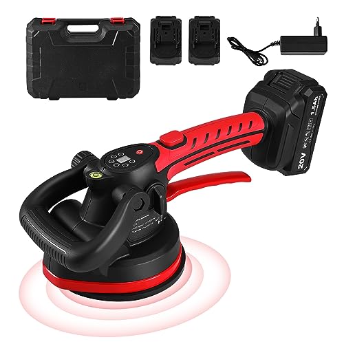 Do-Electr Maquina Vibratoria para Azulejos, 6 Velocidades Ajustables - Ventosas para Azulejos - Ventosa de 153×153mm - Alicatador para Azulejos de 0.3-1.2m con Batteries ×2