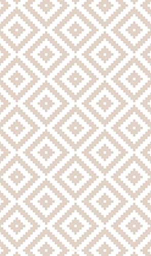DobleUve Estudio Alfombra Vinílica Geométrica 07 | Color Beige | 65x200 cm | Alfombra Cocina Lavable Antideslizante | Alfombra Vinilica | Suelo Vinílico | Alfombra Vinilo Salón